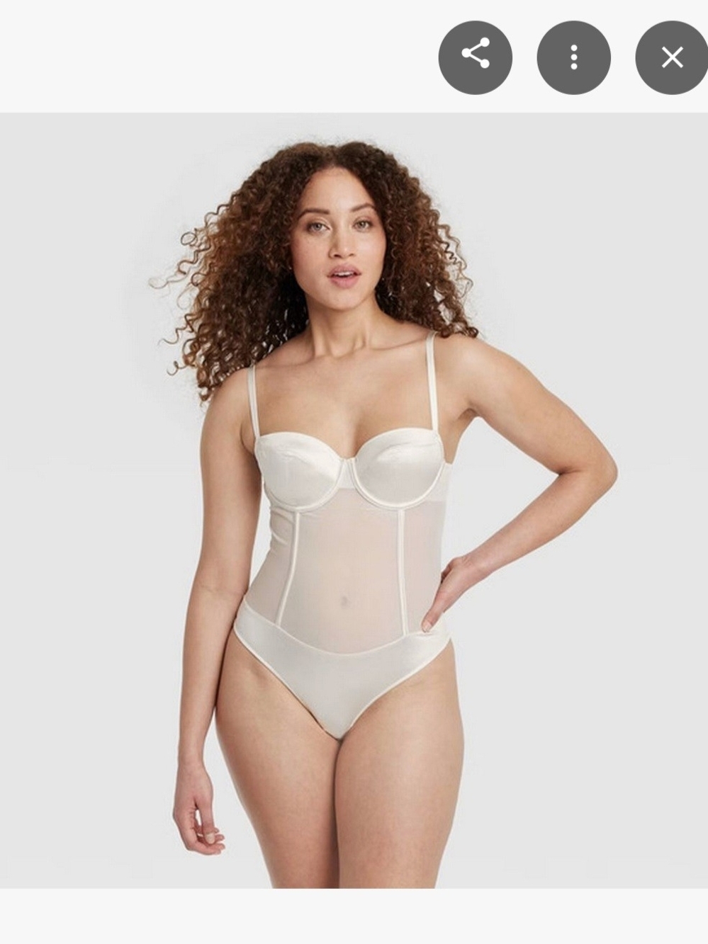 New Women's Auden Sheer Balconette Bodysuit in Cream Size M